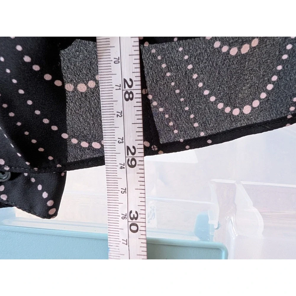 Kate Spade Black Ruffle Neck Polka Dot Wave Chiffon Blouse Small Parisian Chic‎